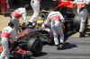 Lewis Hamilton entrando en los boxes de McLaren Mercedes